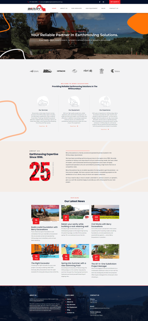 Berry Excavations website homepage