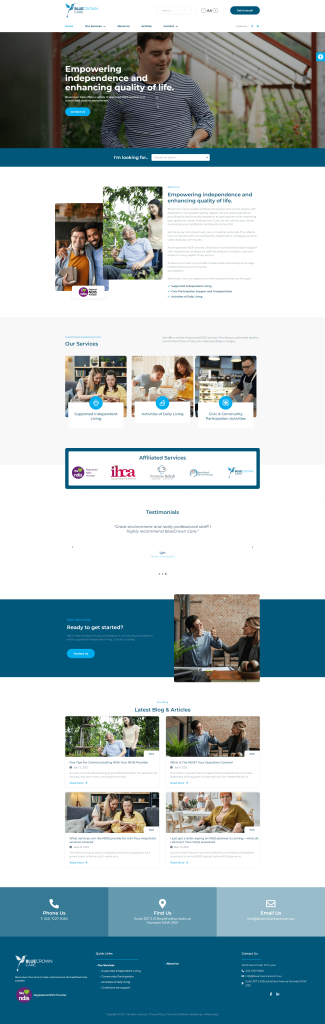 Bluecrown Care website homepage