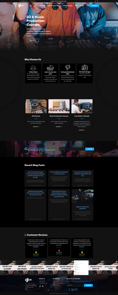 DJ Lab website homepage