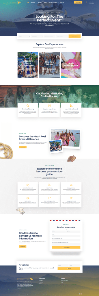 Heart Reef Events website homepage